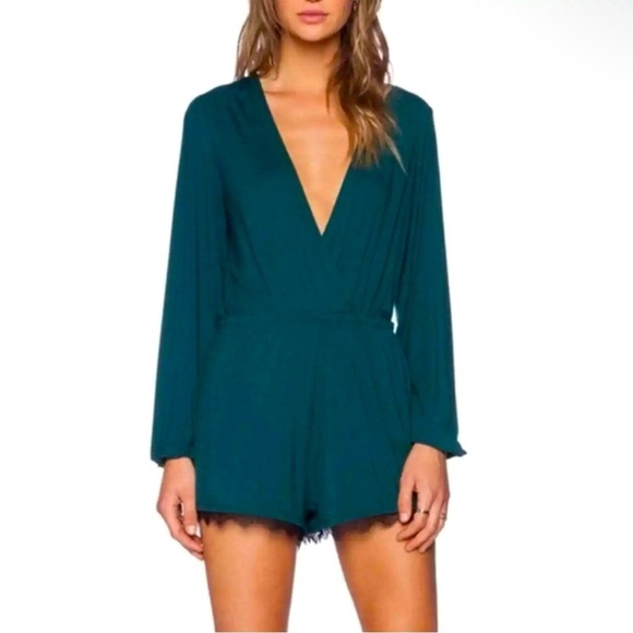 NWT LOVERS & FRIENDS Monday to Friday Romper Emerald Green XS - Picture 1 of 10